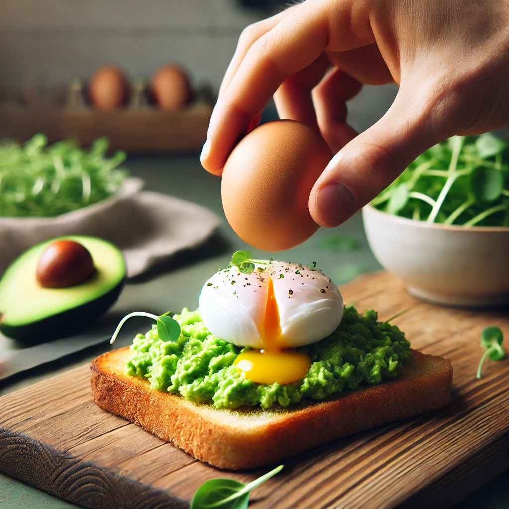 Avocado toast with poached egg
"Mashing-the-avocado-with-lemon-juice"