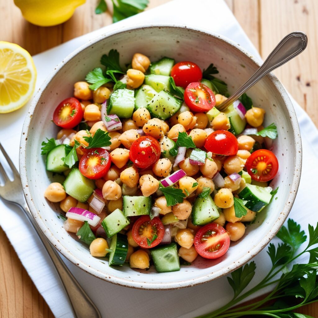 cheap lunch chickpea salad