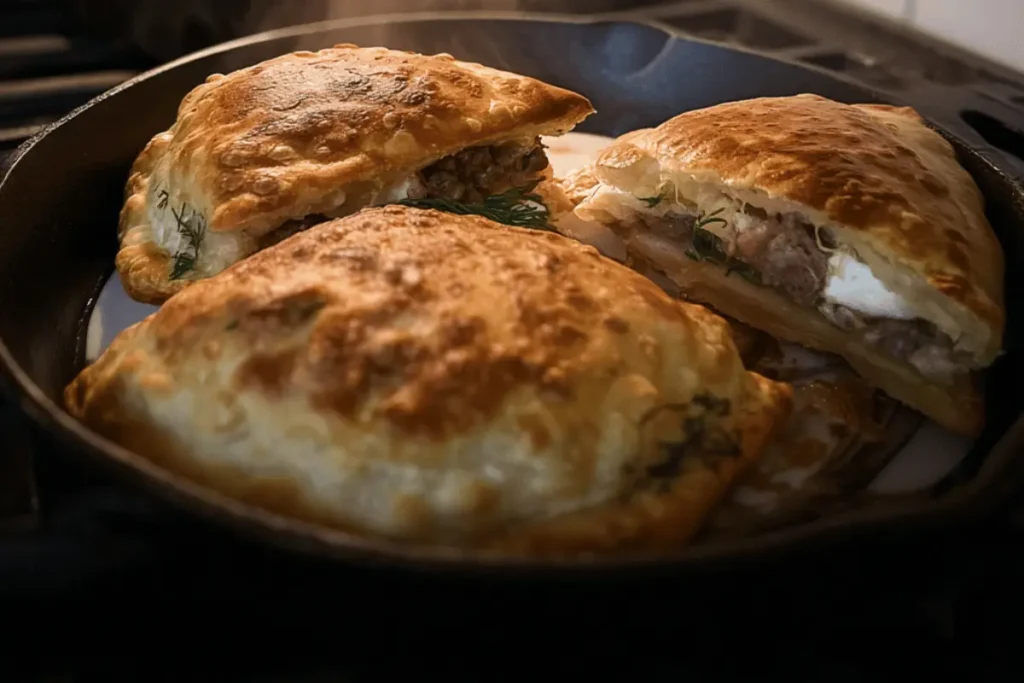Cooking high protein crispy beef arayes in skillet
