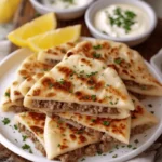 Arayes served with high protein dips and salad